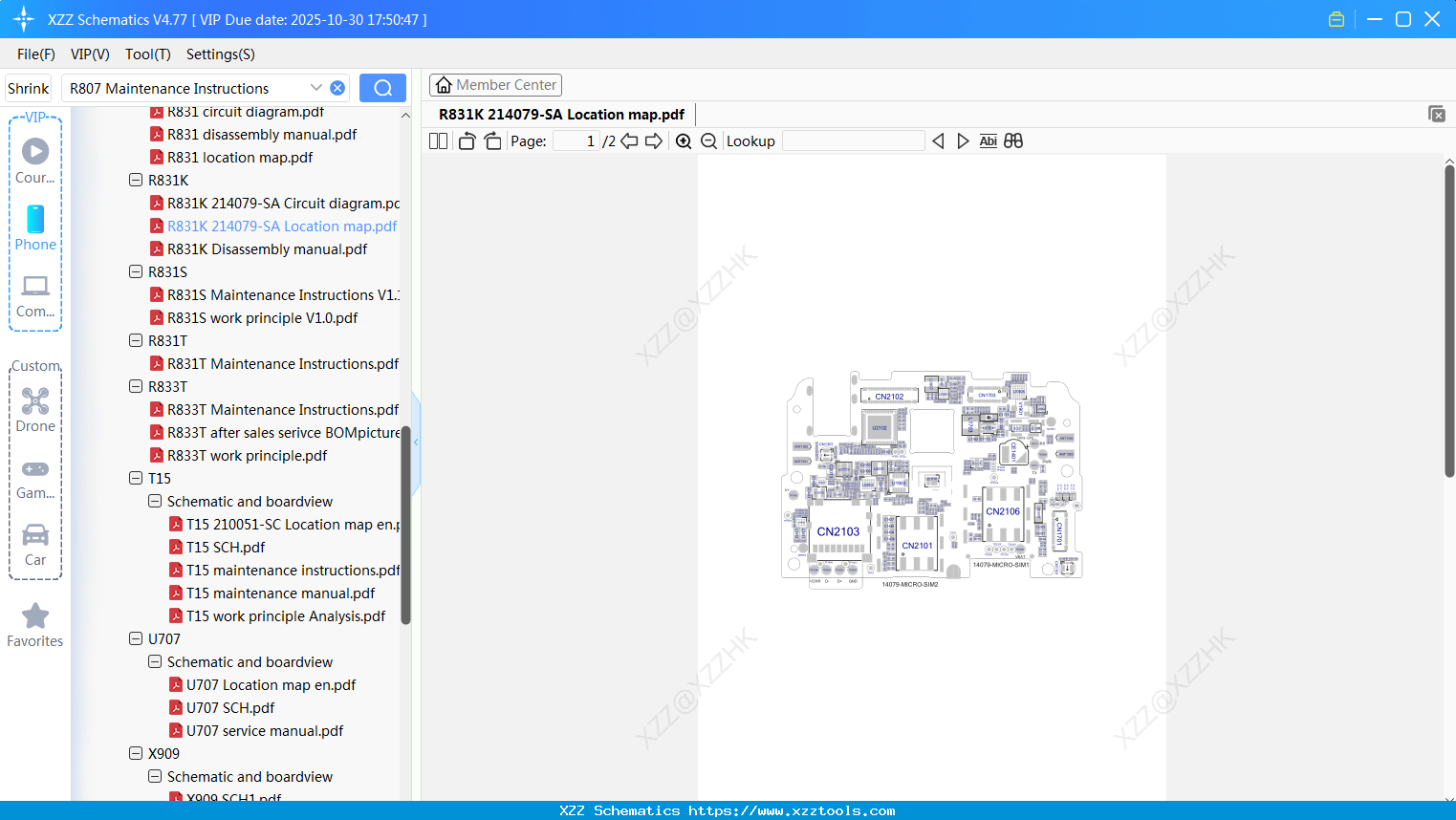OPPO R831K 214079-SA Location Map